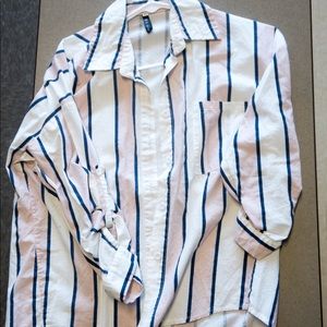 Pink, white, and blue button up